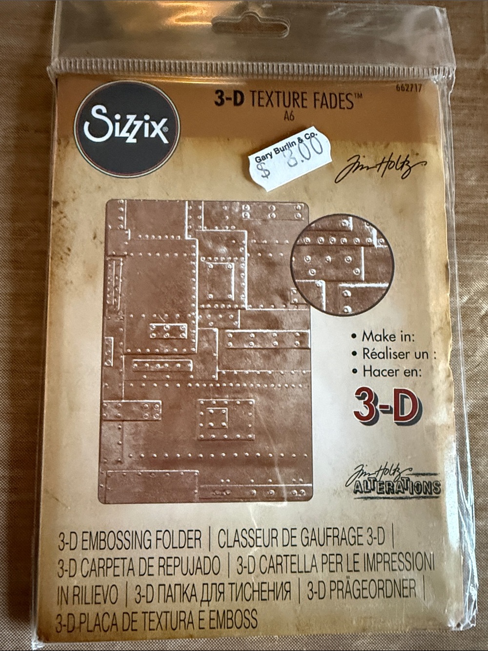 Sizzix Tim Holtz 3-D Embossing Folder “Foundry”